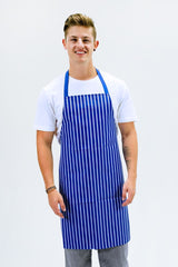 Aussie Chef Nylon Bib Apron Blue & White Stripes