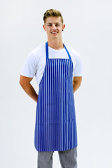 Aussie Chef Nylon Bib Apron Blue & White Stripes