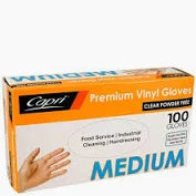CAPRI GLOVE CLEAR VINYL MEDIUM POWDER FREE (100/1000)