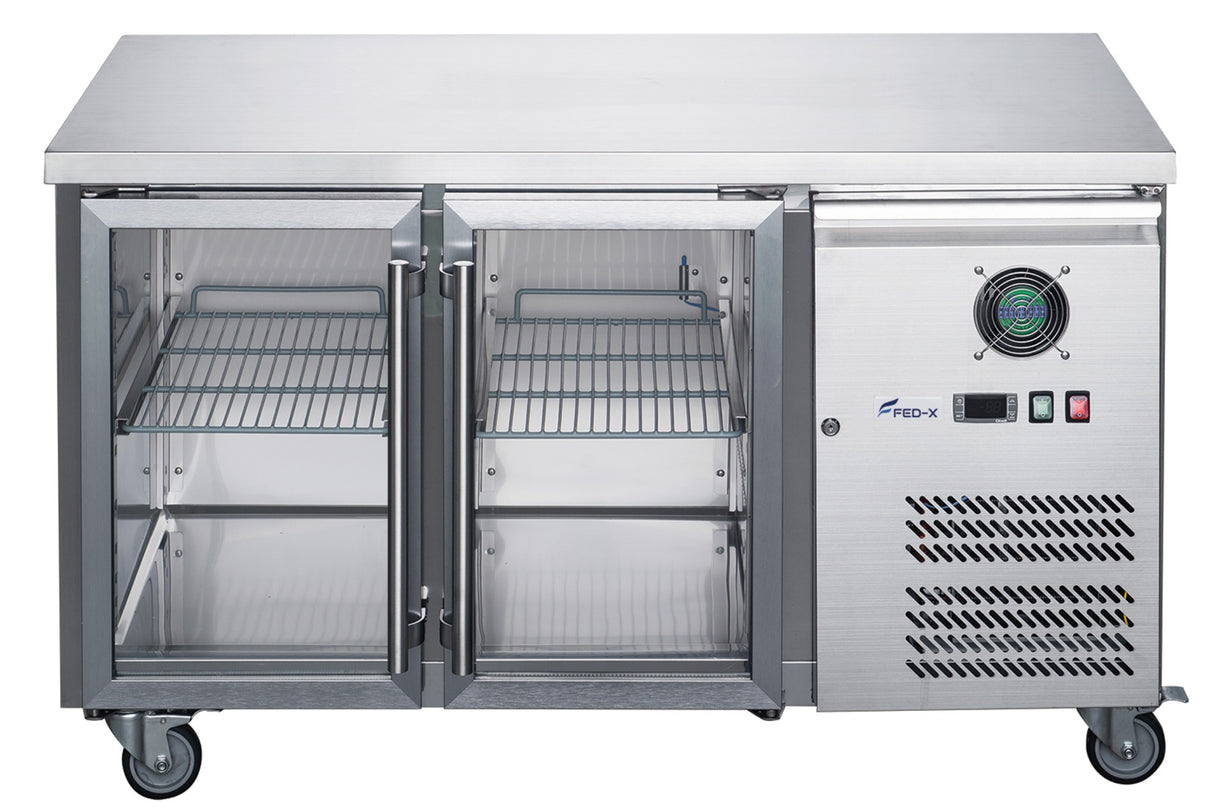 Fed-X FED-X Two Glass Door Bench Fridge Stainless Steel