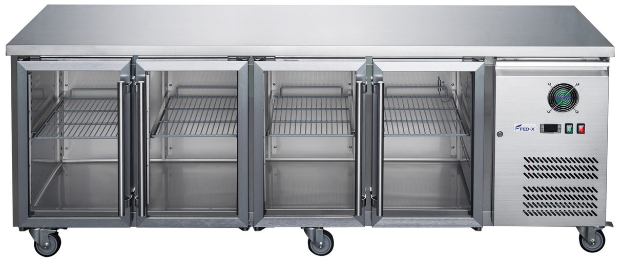 FED-X Four Glass Door Bench Fridge