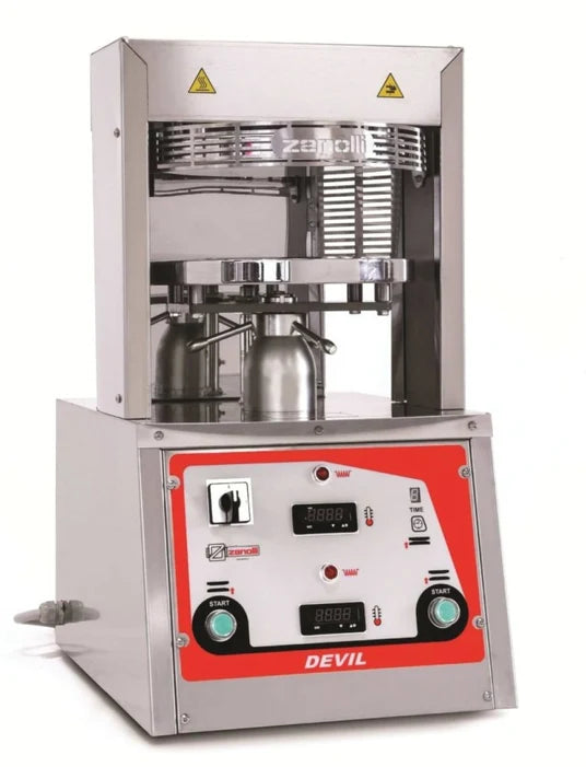 Zanolli Devil heated pizza formers with 33cm Plates