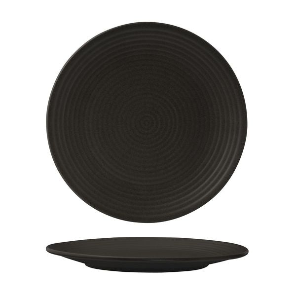 Zuma Charcoal Round Plate 265mm - Ribbed
