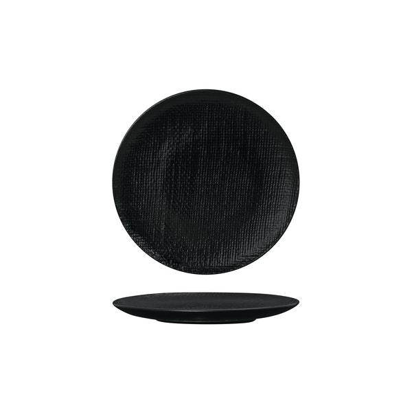 Luzerne Black Linen Round Plate 180mm