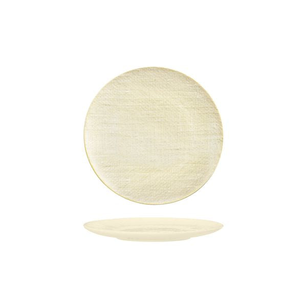 Luzerne Reactive White Linen Round Flat Coupe Plate 180mm