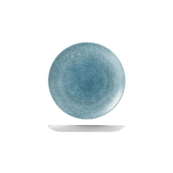 Topaz Blue Raku Round Coupe Plate