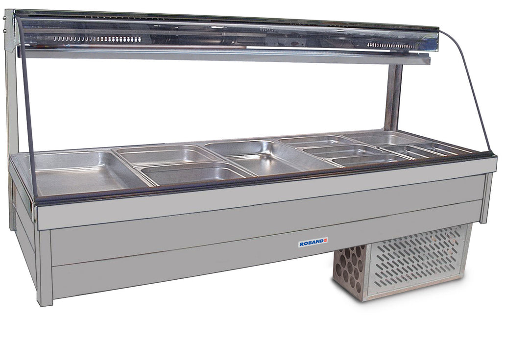 Roband Curved Glass Refrigerated Display Bar, 10 Pans
