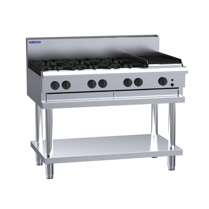 LUUS Professional Series Cooktop 6 burner 300 chargrill on stand