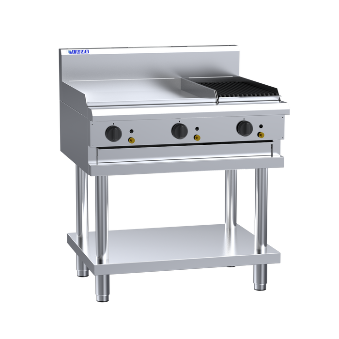 LUUS Professional Series 600mm Griddle | 300mm Chargrill on stand