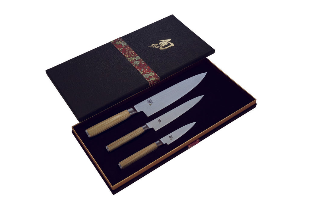SHUN Classic White 3 Piece Chefs Knife Set