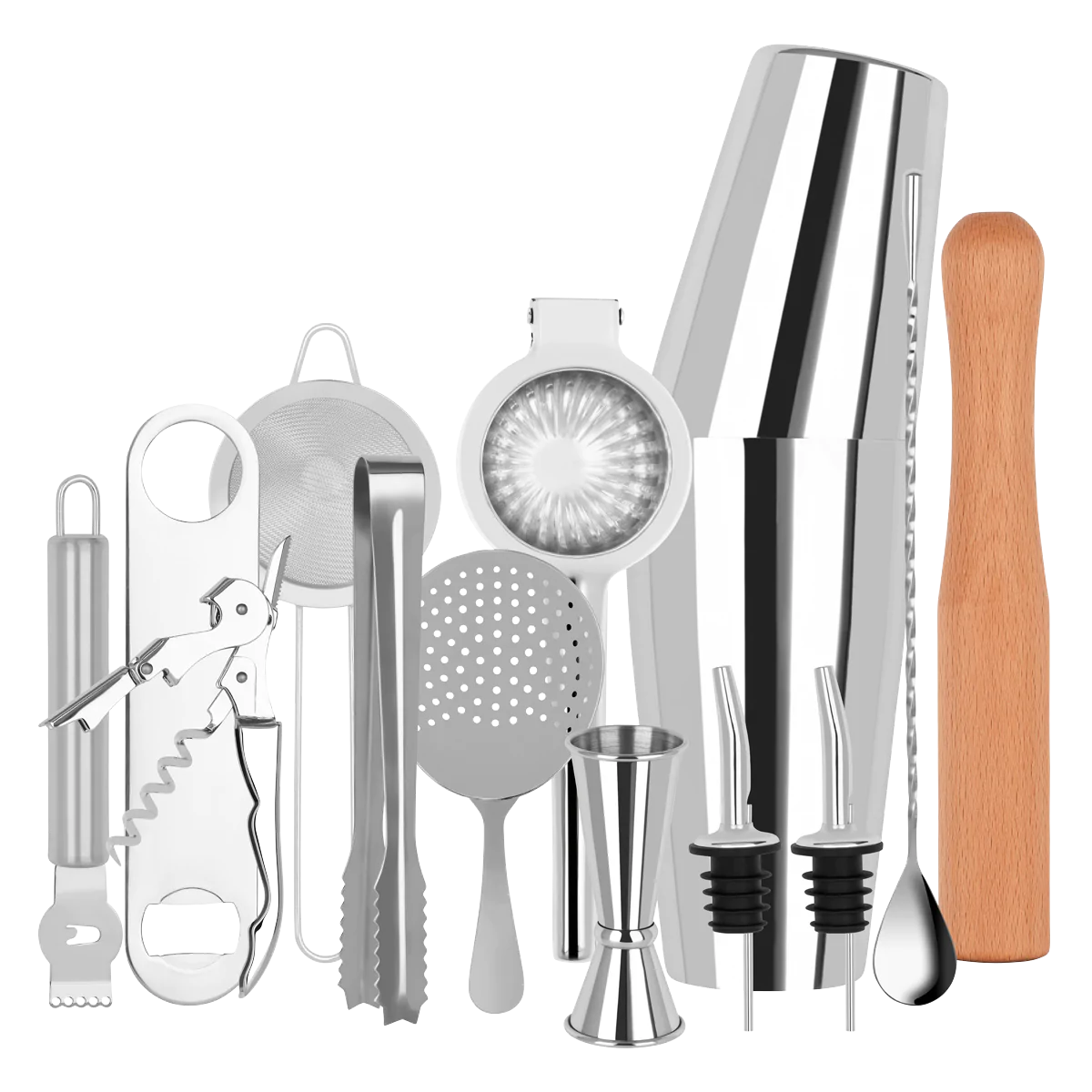 Cocktail Set 14 Piece Stainless - Giftboxed