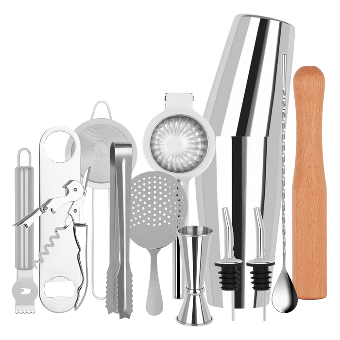 Cocktail Set 14 Piece Stainless - Giftboxed