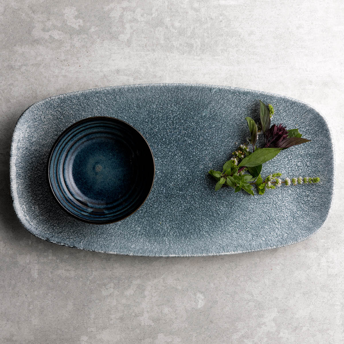 Topaz Blue Raku Oblong Chef's Plate