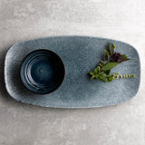 Topaz Blue Raku Oblong Chef's Plate