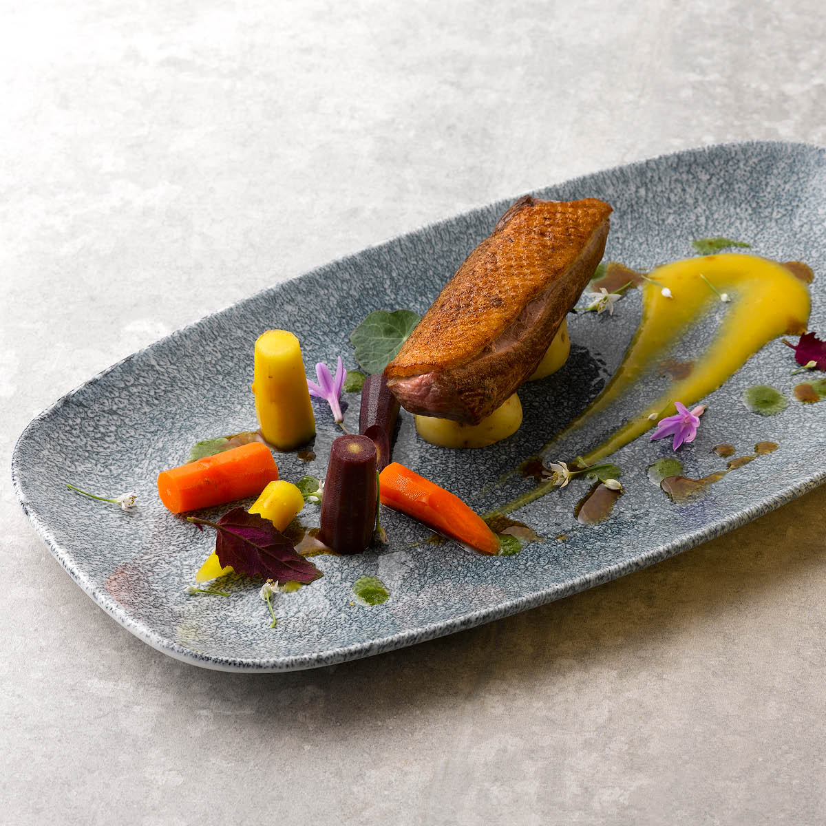 Topaz Blue Raku Oblong Chef's Plate