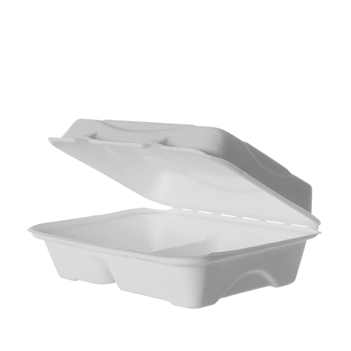 SUGARCANE 2 COMPARTMENT CLAMSHELL,  9x6x2.5in (250)