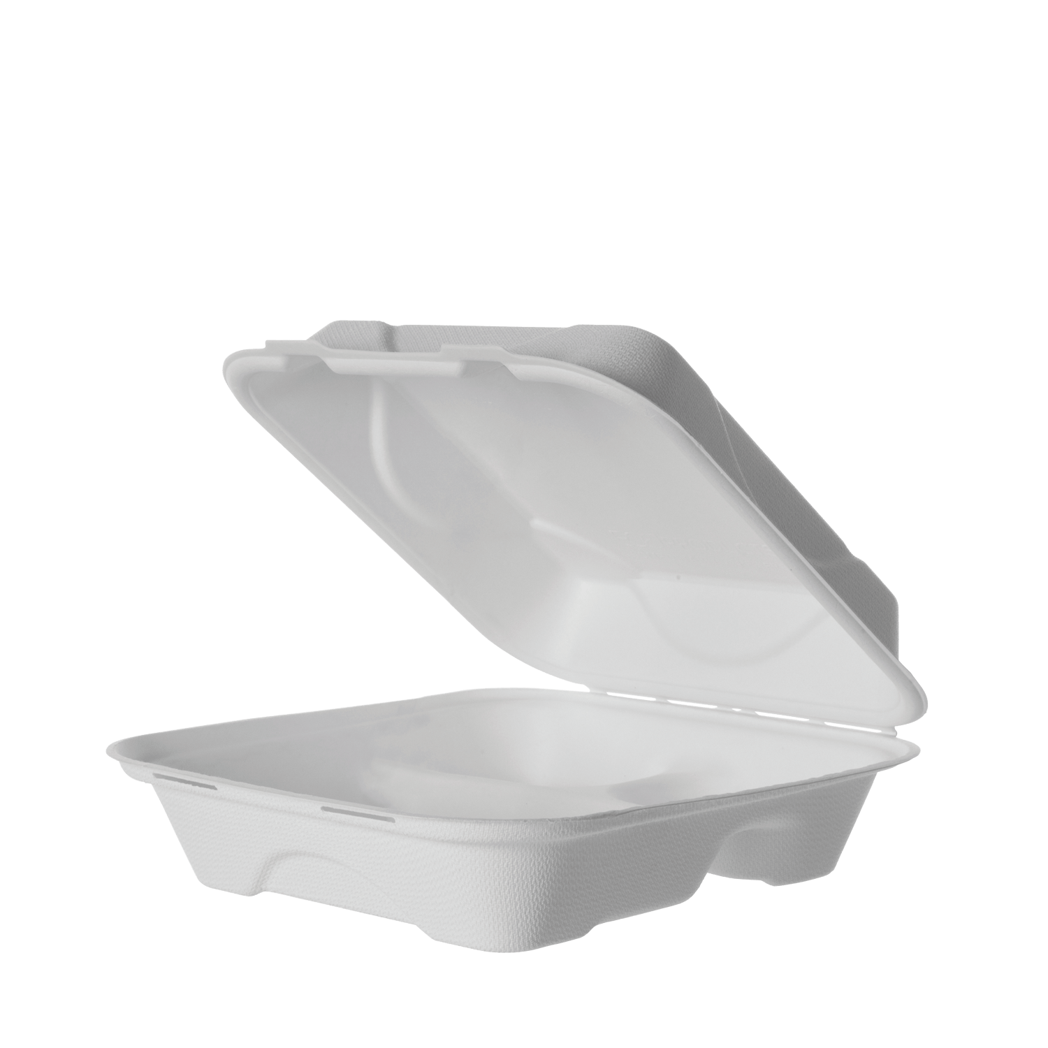 SUGARCANE 3 COMPARTMENT CLAMSHELL,  8x8x3in (200)